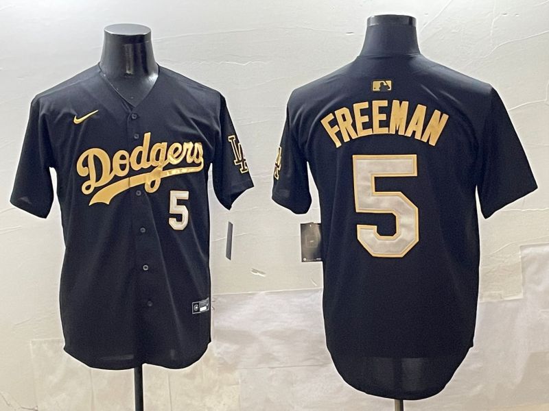 Men Los Angeles Dodgers #5 Freeman Black Gold Nike 2025 MLB Jersey style 425